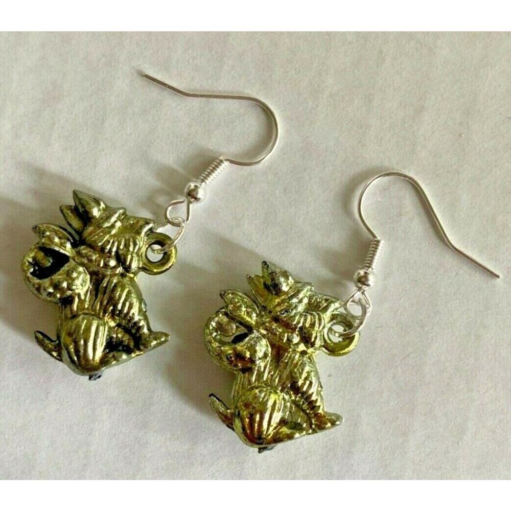 Vintage Mini Dog Green Tone Fun Charms Costume‎ Jewelry T3